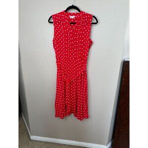 Nanette Lepore Womens Red Dress 6 sleeveless mini polka dot belt zipper‎ midi